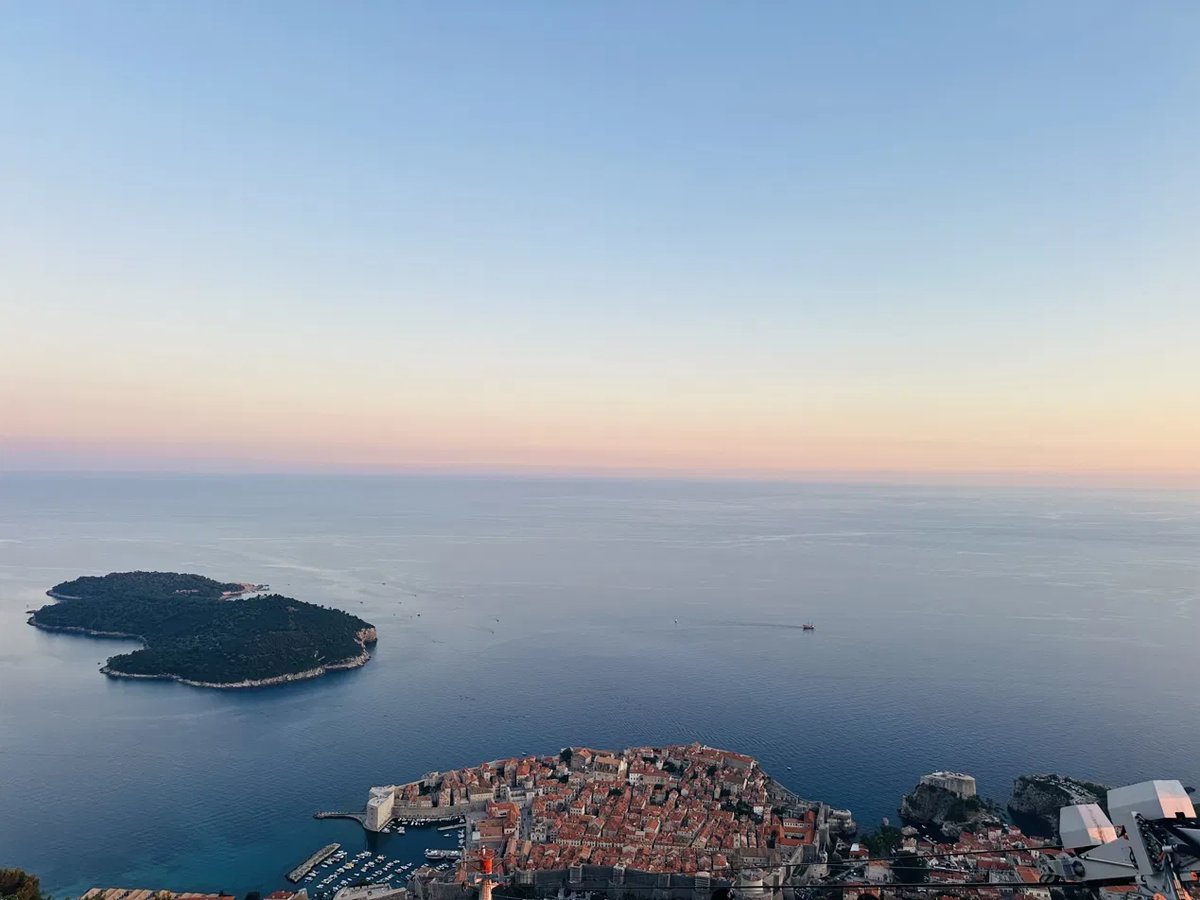 Sunset silhouette of Lokrum island from Srđ