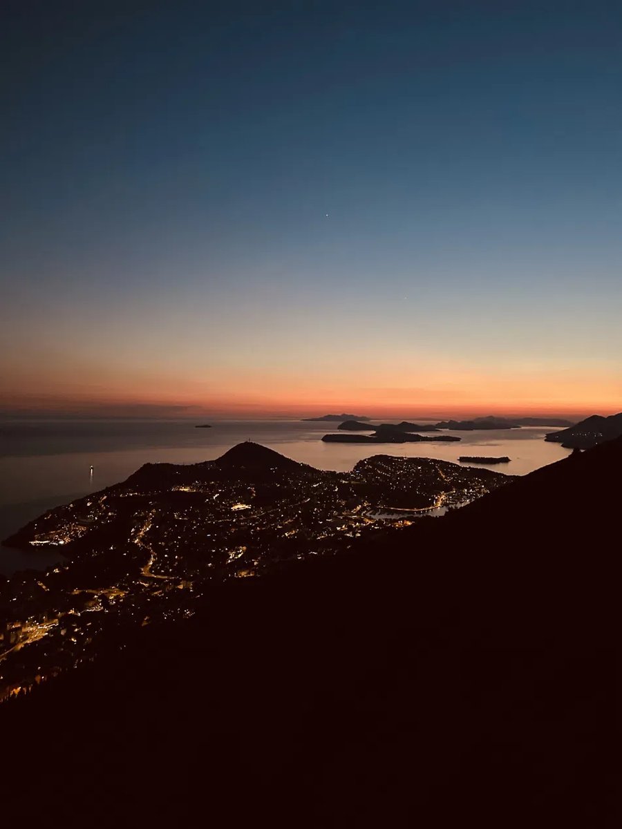 Blue hour over Dubrovnik's city lights