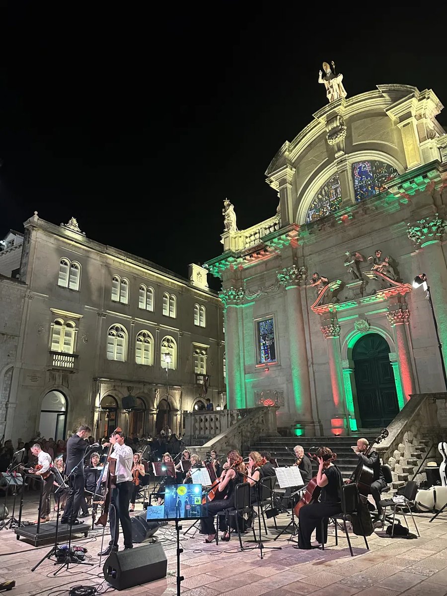String orchestra performing at night in Dubrovnik