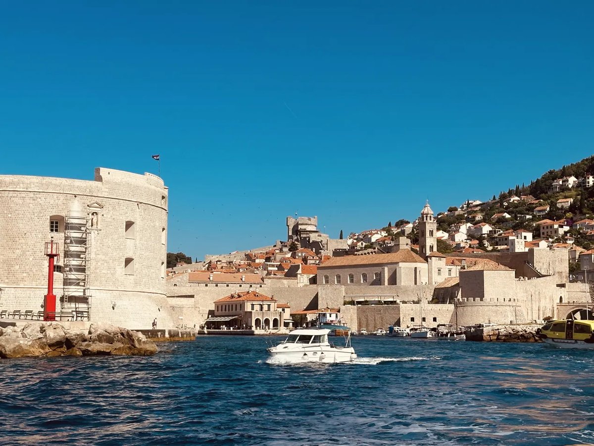 View of Dubrovnik harbor from the Lokrum ferry