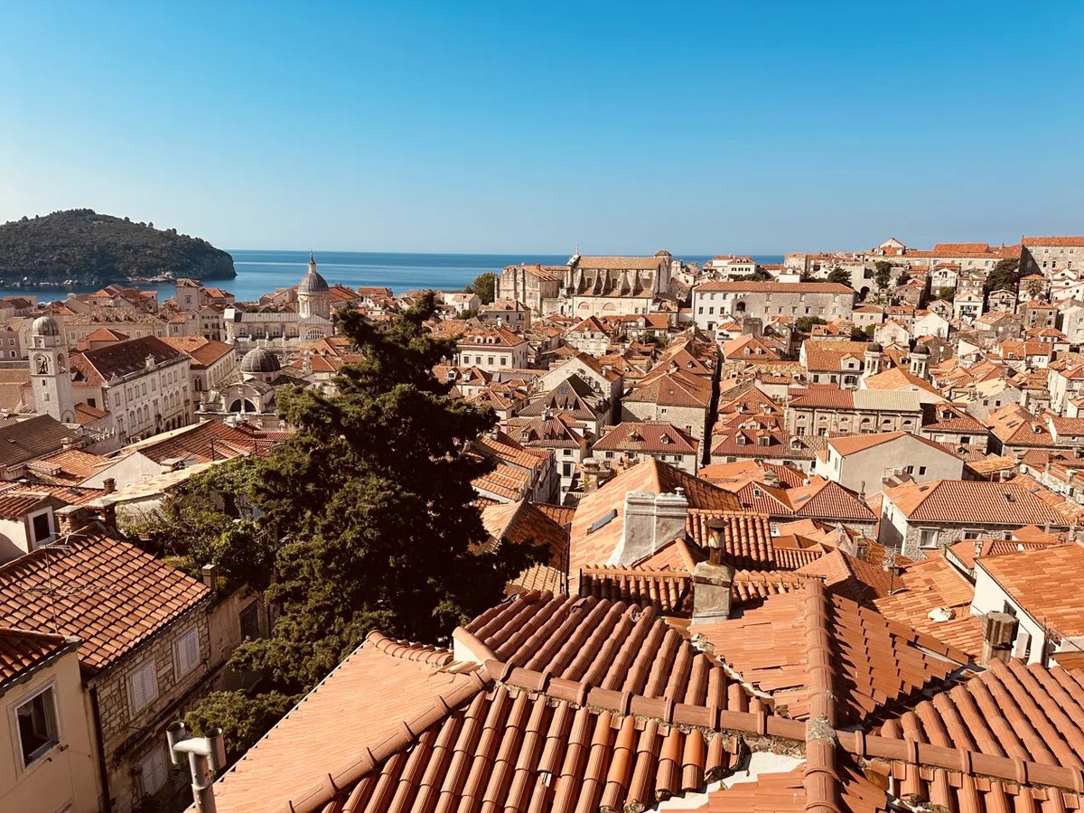 Dubrovnik's city walls above the rooftops