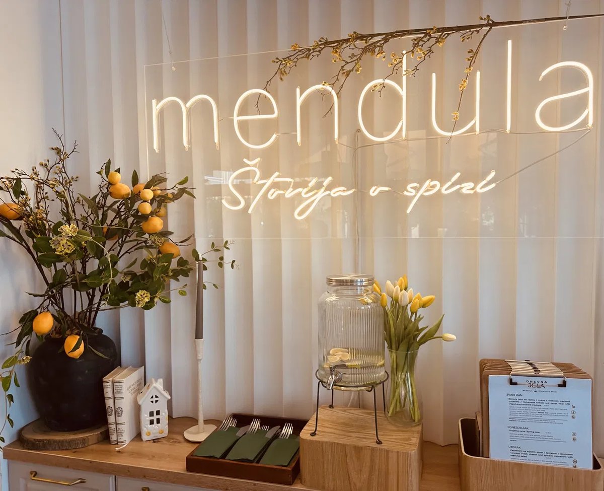Mendula restaurant sign in Split