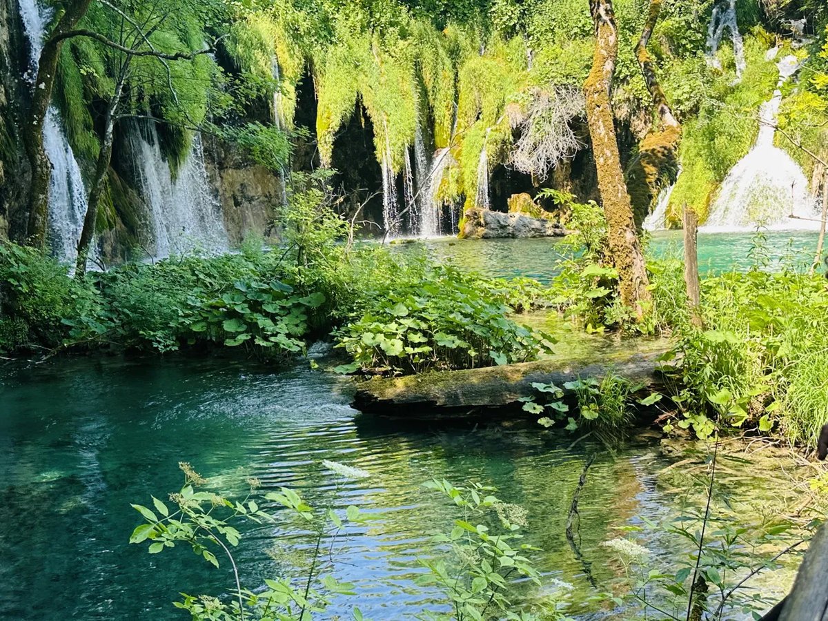 Waterfall and reflection at Plitvice National Park