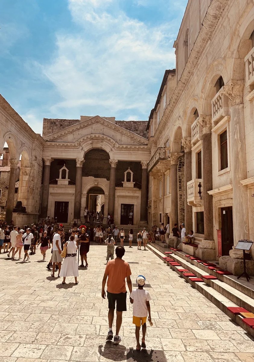 Boys walking toward the Peristyle in Split