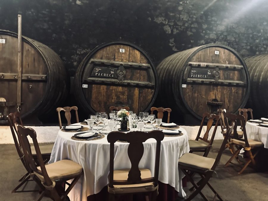 Wine tasting barrel room